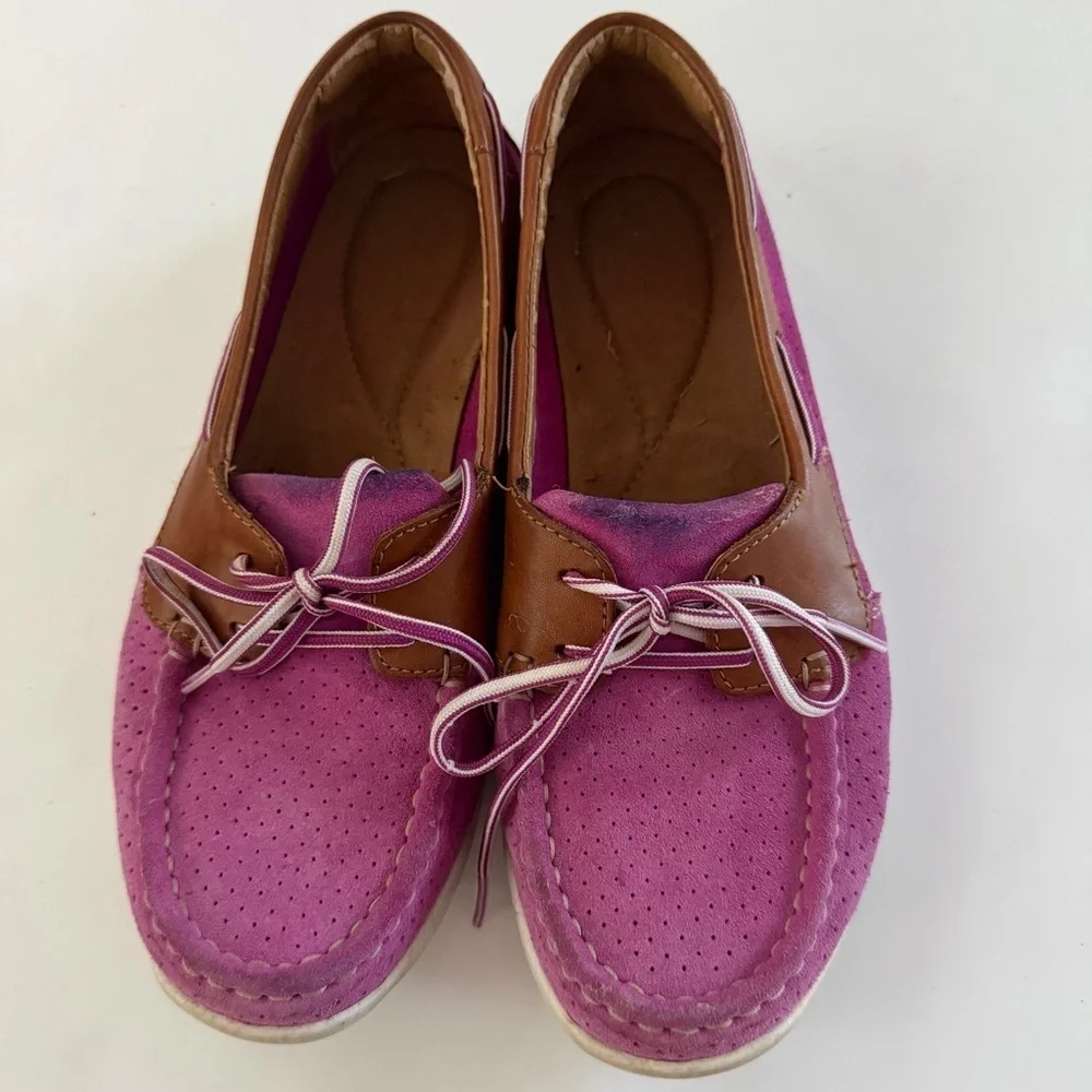 Clark’s Pink/Purple and Brown Women's Loafers Size 7M Casual Comfort Shoes